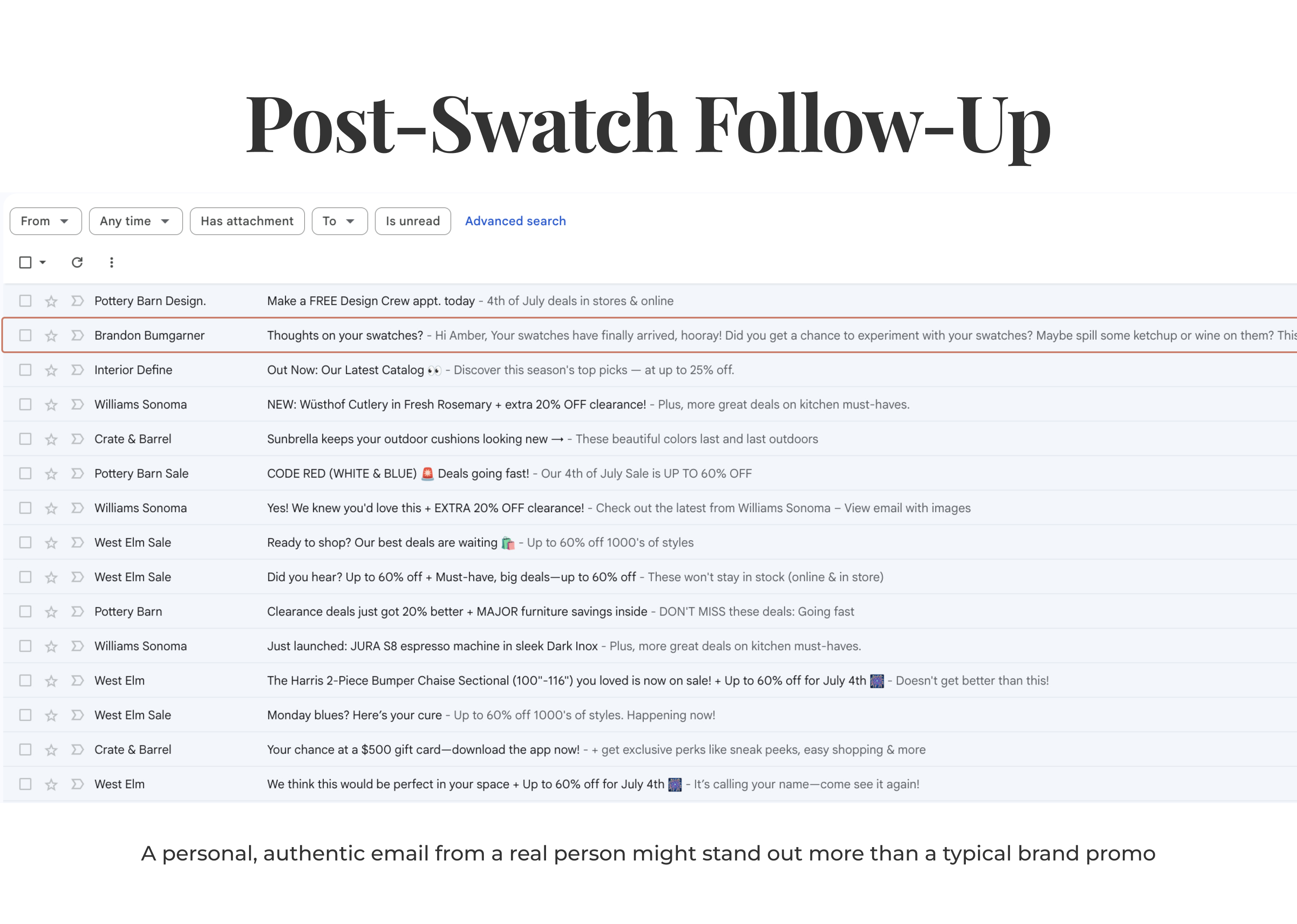 Inbox concept for connecting customers with a designer
